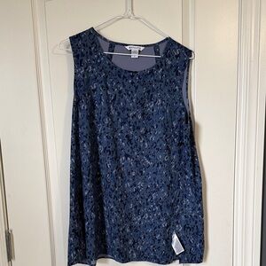 Garnet Hill Navy and Charcoal Patterned Sleeveless Top